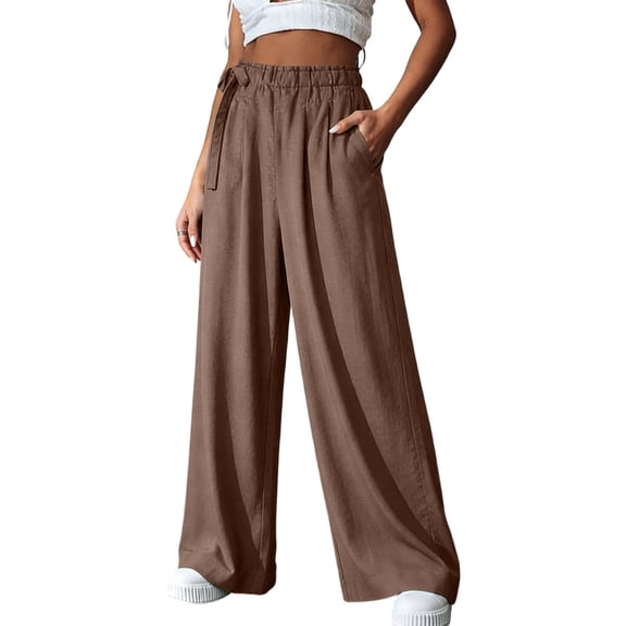 Sexlip Women's Wide Leg Pants All Season loose fit straight fit casual durable practical and functional design Brown XL
