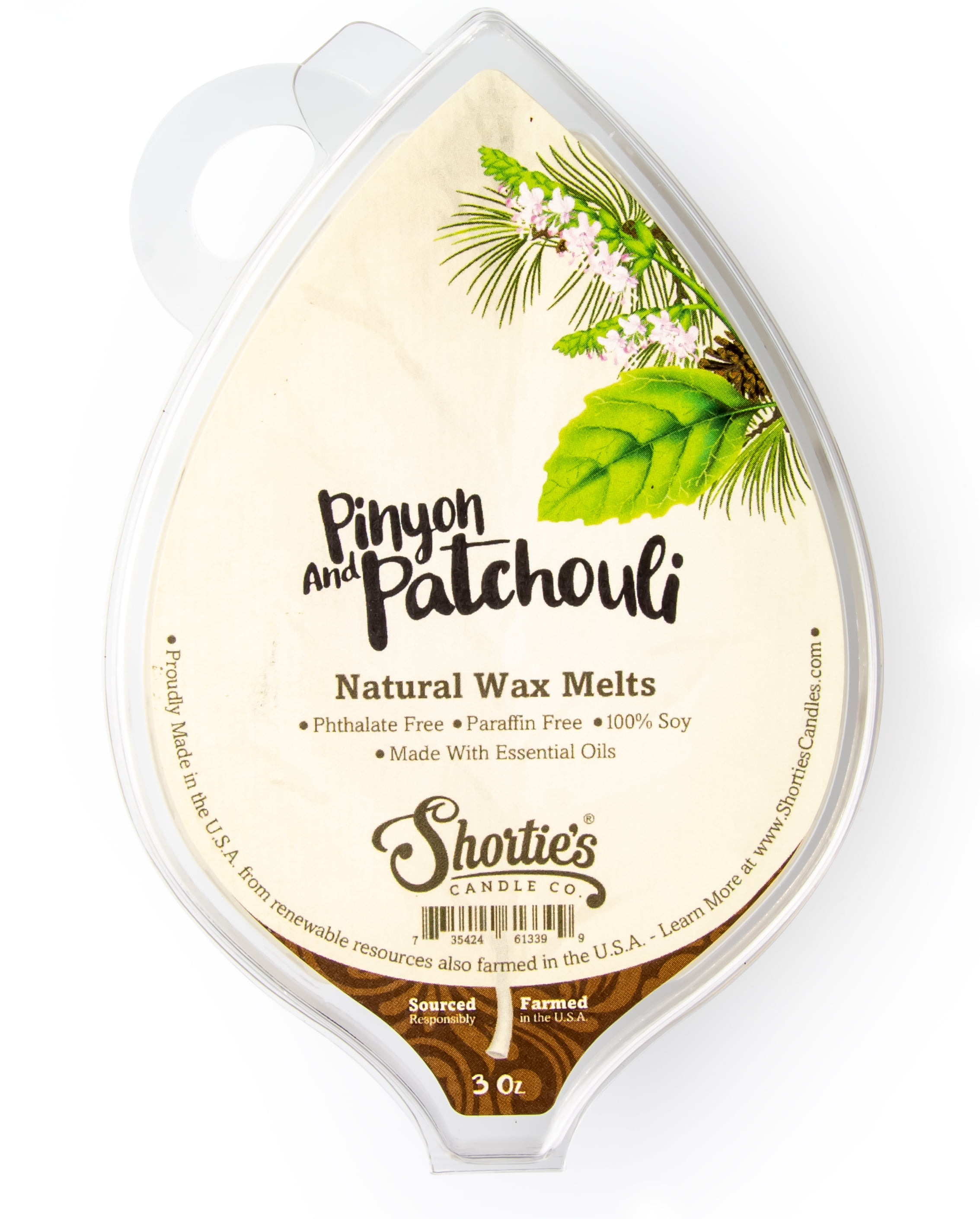 Pinyon & Patchouli Soy Wax Melts - All Natural + Essential Oils + Phthalate Free - Shortie