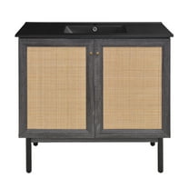 Classe 36" Freestanding Bathroom Vanity in Black Oak with Black Sink Top