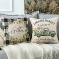 thumbnail image 6 of Bless Our Home Farmhouse Eucalyptus Leaves Throw Pillow Covers, 16 x 16 Inch Truck Buffalo Plaid Cushion Case Summer Farmhouse Home White Floral Decorations Set of 4, 6 of 6