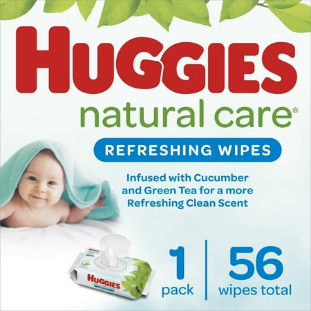 Huggies Natural Care Refreshing Baby Wipes, 1 Flip-Top Pack (56 Wipes Total)