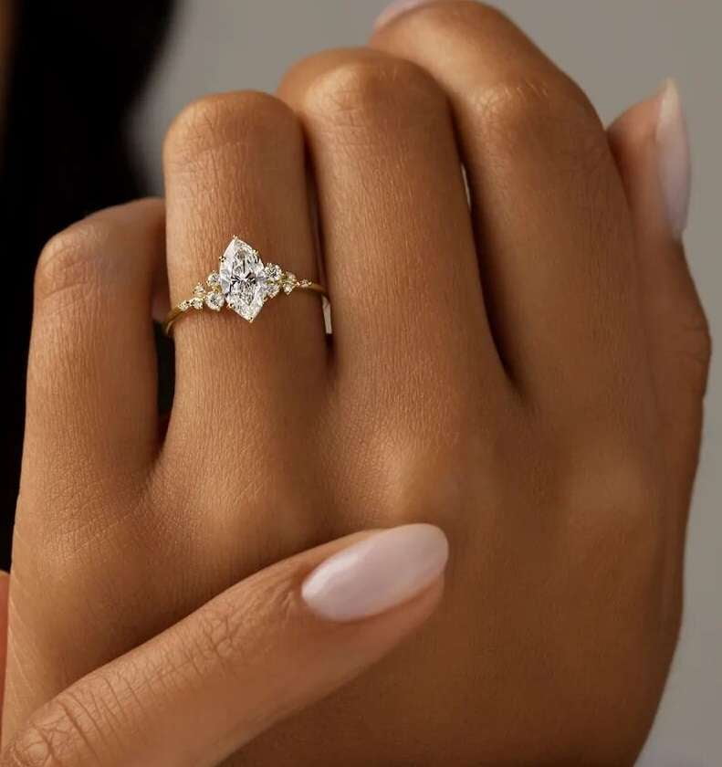 Jewelerix Comfort Fit Ring 2 CT Marquise Cut Ring 18K Moissanite Diamond Engagement Ring Wedding Ring for Women