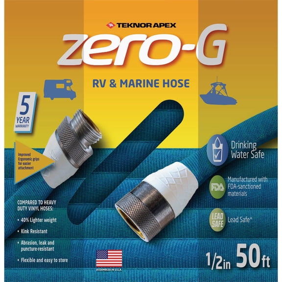 Teknor Apex Zero-G Garden Hose 4006-50 - Lightweight, Flexible Vinyl - 1/2 in x 50 ft, Blue