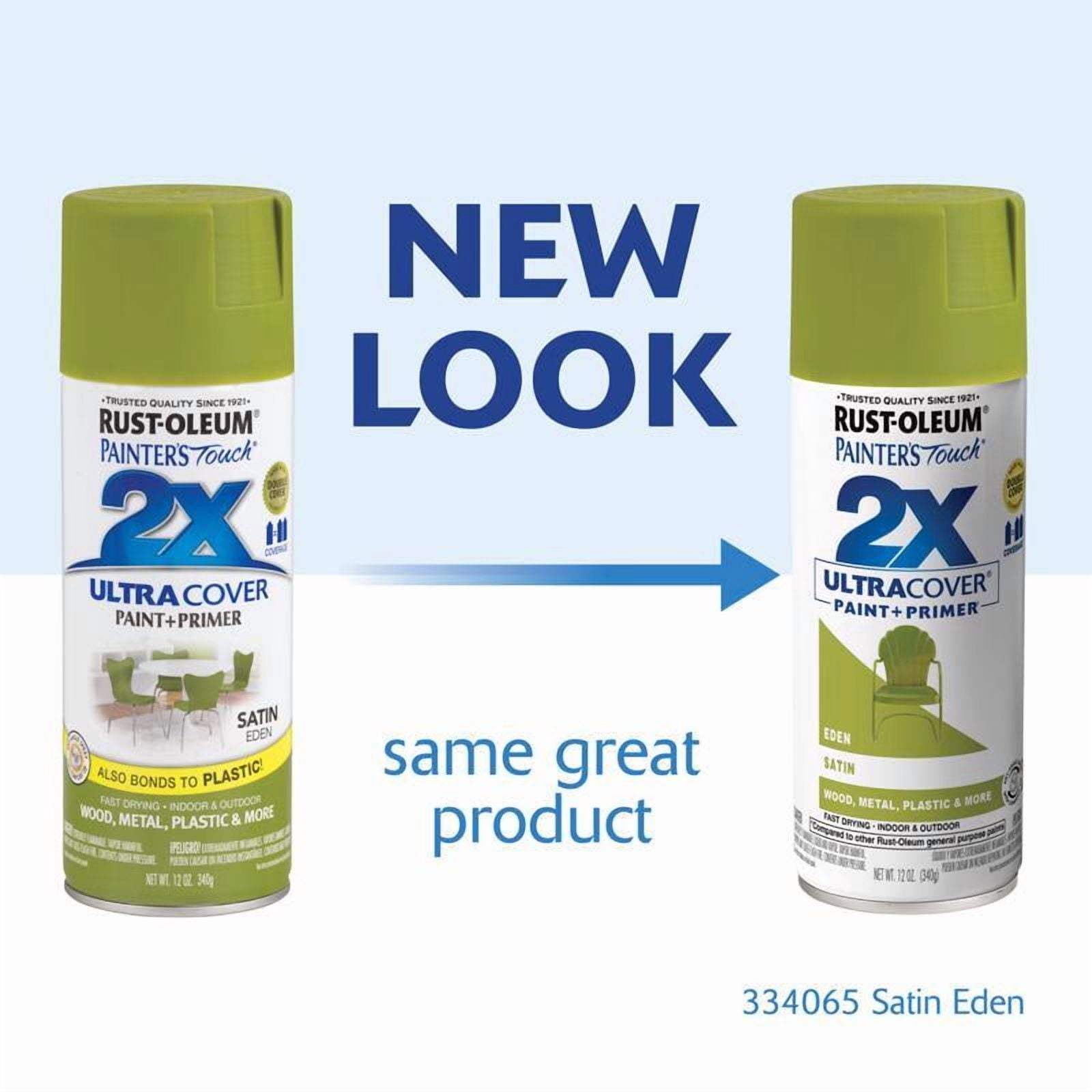 Rust-Oleum Painter's Touch 2X Ultra Cover Satin Eden Paint+Primer Spray Paint 12 oz
