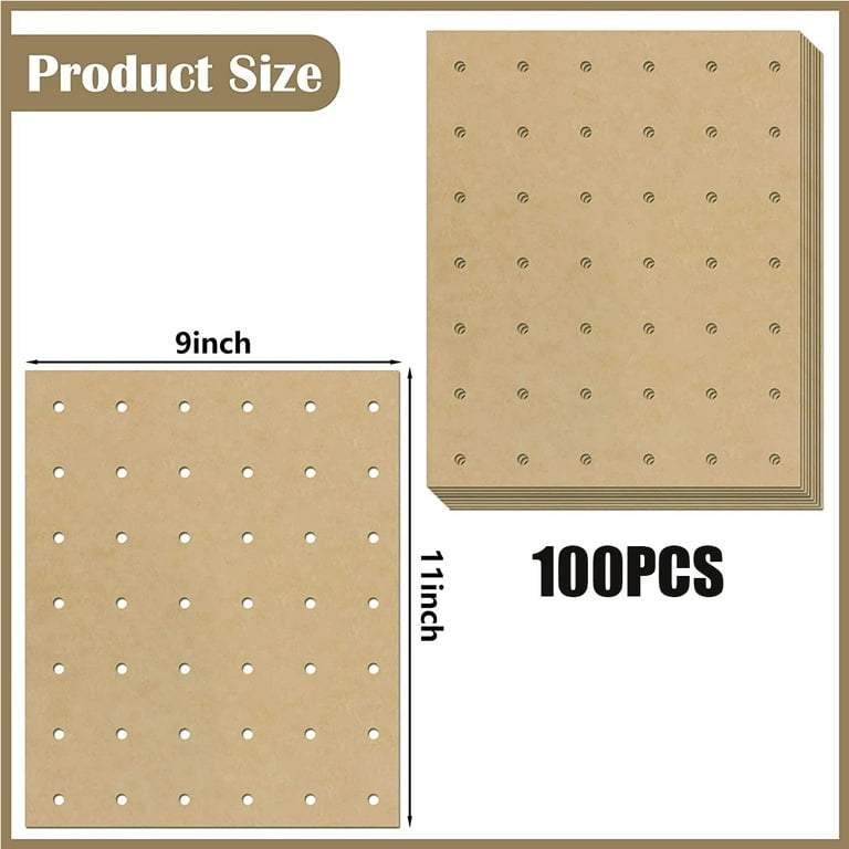 100pcs Air Fryer Parchment Paper, Perforated Square Air Fryer Liners for Cuisinart, Breville, Black and Decker Air Fryer, 11 x 9 inch, Men's, Size