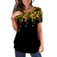 thumbnail image 1 of Camisa de manga corta de verano para mujer, camiseta con cuello redondo estampada recortada, Top informal de manga corta para mujer, amarillo L, 1 of 3