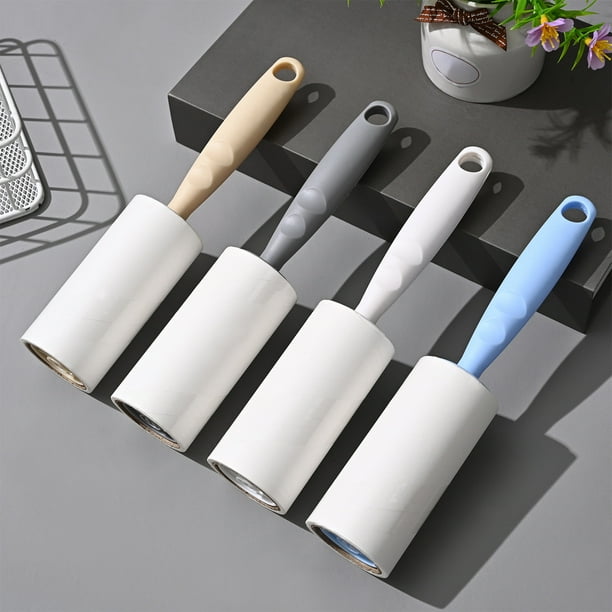 Rodillo Quitapelusas Portátil y Desgarrable para Eliminar Pelos de Mascotas En Ropa, Alfombras y Muebles. Cepillo Reutilizable y Lavable para Telas, Paquete de 1, Azul, Gris, Blanco y Caqui.