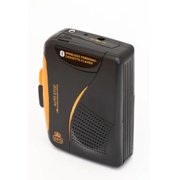 Bluetooth Wireless Cassette Tape Recorder with Headphones, Black and Orange