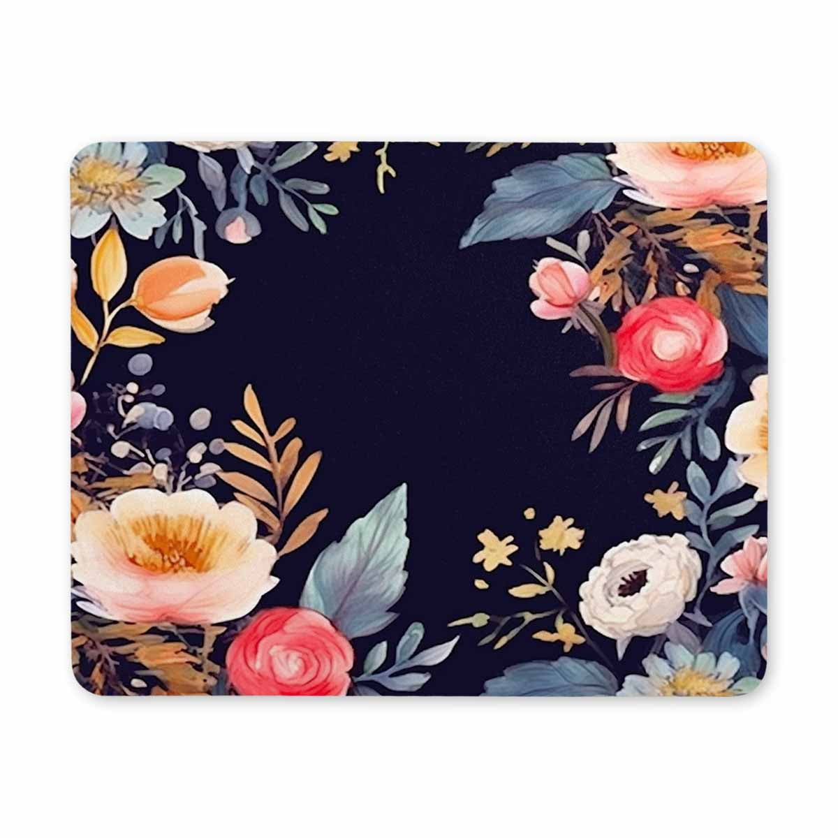 Natural Rubber Mousepad, Vintage Background with Hand Drawn Floral