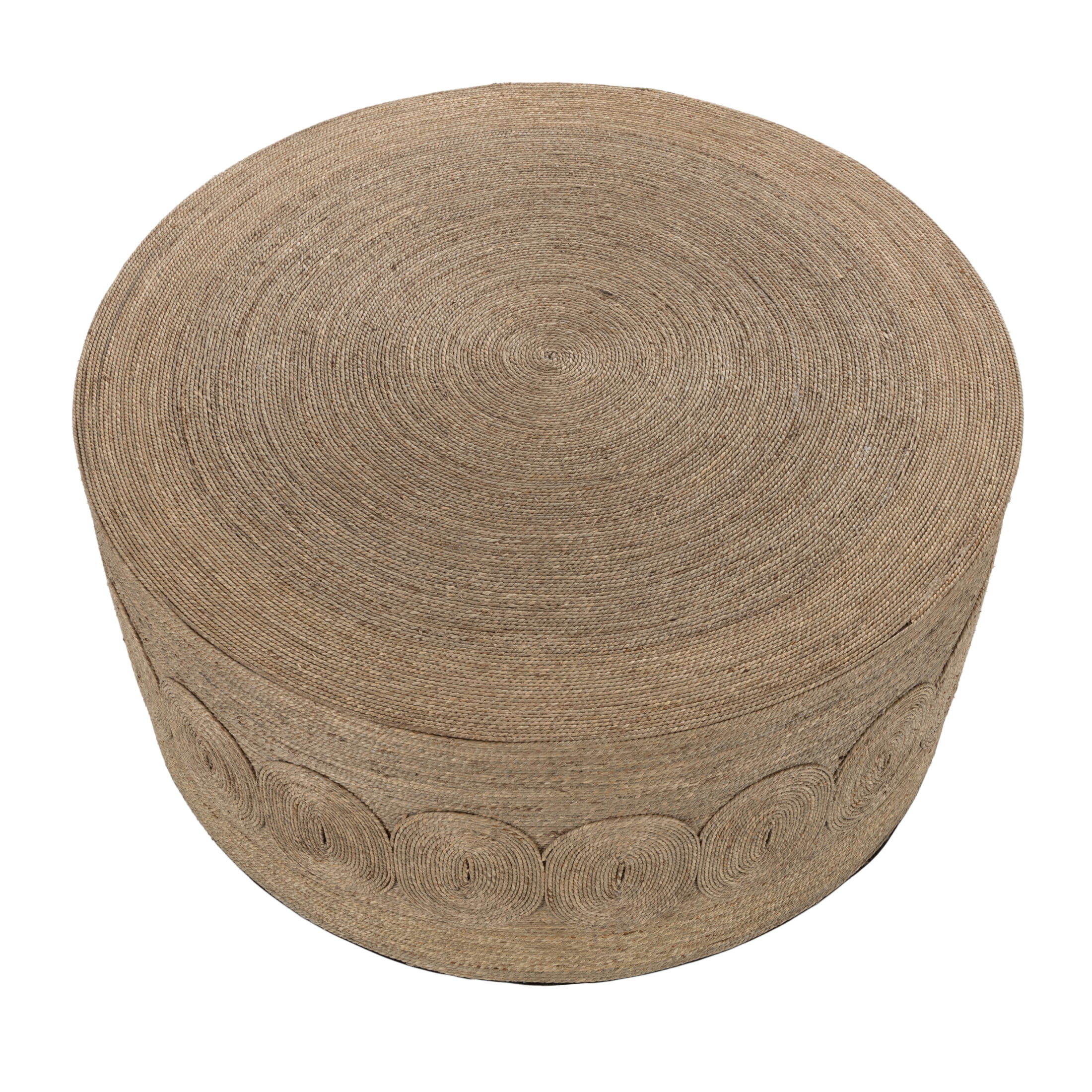 DecMode 36" x 17" Brown Seagrass Handmade Woven Coffee Table with Round Weave, 1-Piece