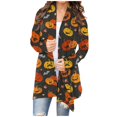 thumbnail image 2 of EASTIN Cardigan à Imprimé Floral Décontracté pour Femmes, Longueur Moyenne, Orange m, 2 of 6