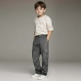 thumbnail image 4 of Kids Hiking Gear Teen Boy Clothes Boys Cargo Pants Cotton Casual Pants Elastic Waist Hiking School Uniform Sweatpants Joggers Grey 7-8 Years, 4 of 4