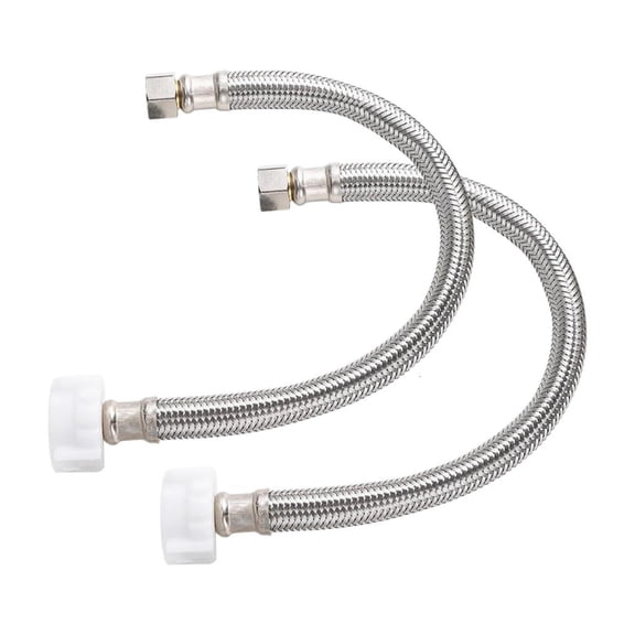 Ywmsfl 2-Pack Braided Stainless Steel Toilet Supply Line, 3/8" Compression x 7/8" Ballcock Water Connector Hose