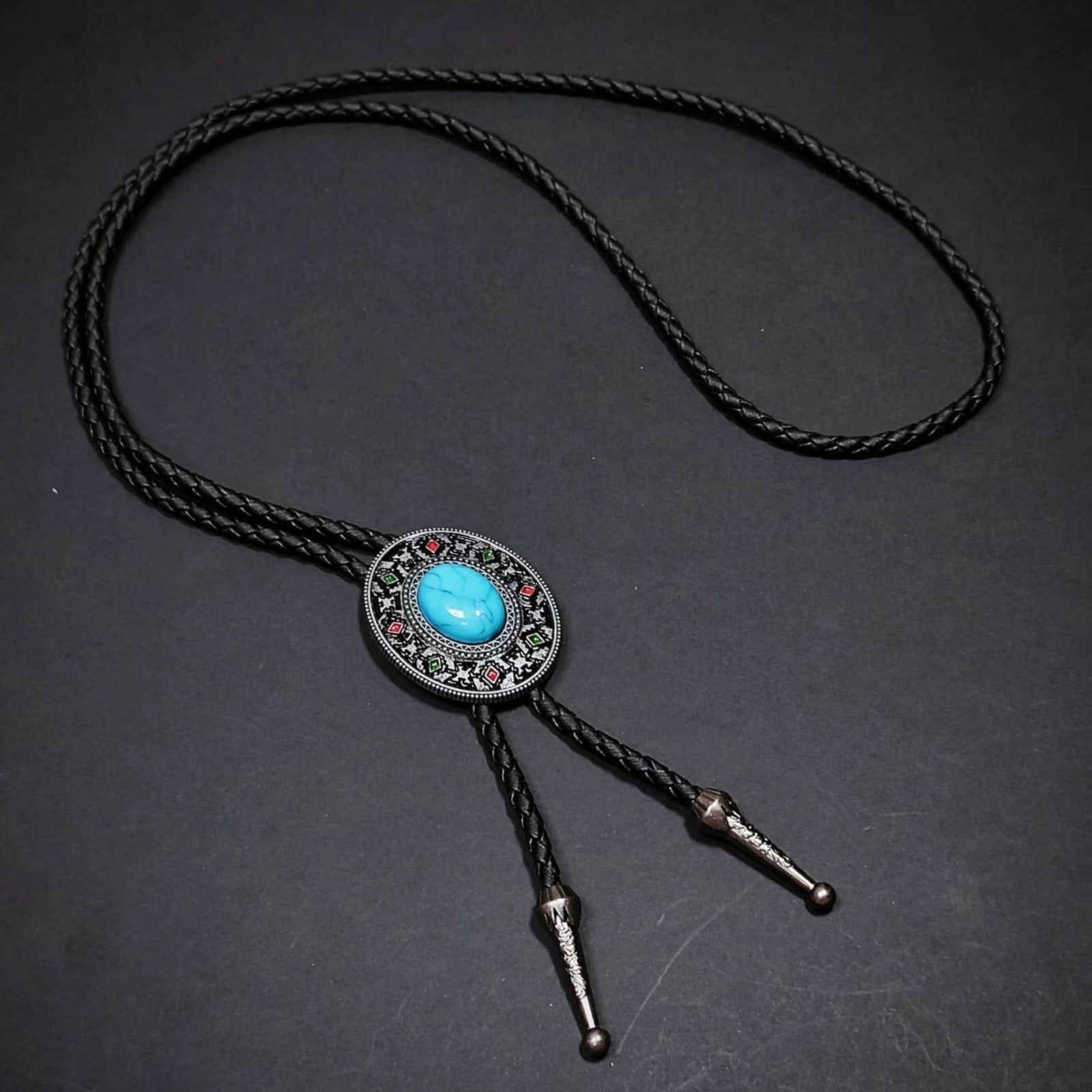 RUISINERY Pack of 6 Bolotie Set Western Outfit Leather Cord Rodeos Jewelry Pendant Necktie Necklace for Men and Women Festivals