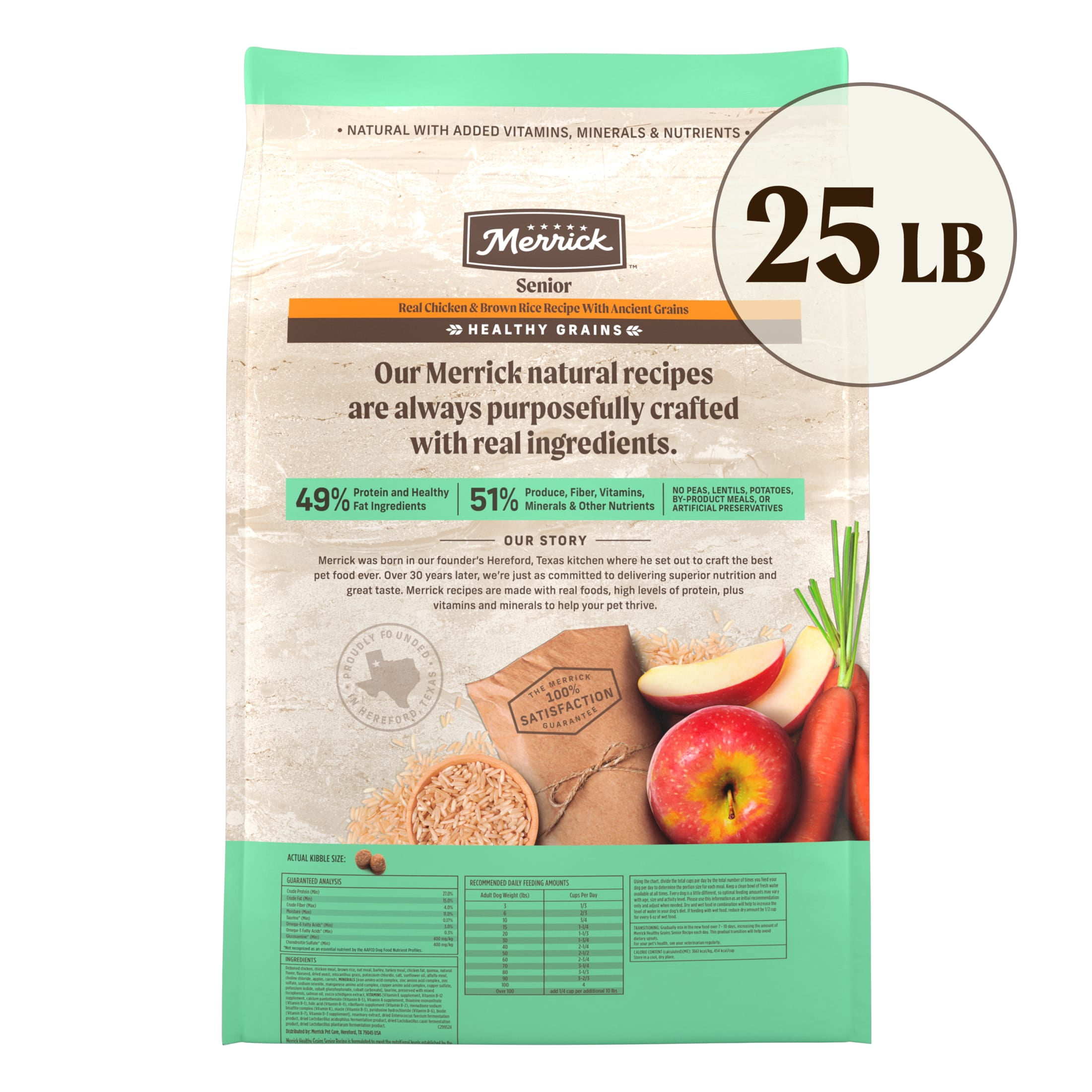 Merrick Healthy Grains Premium Dry Dog Food, Wholesome And Natural Dry Chicken Kibble, Senior Recipe, 25.0 lb. Bag