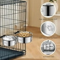 thumbnail image 4 of SSAWcasa 2Pcs Dog Crate Water Bowl No Spill, Stainless Steel Food and Water Bowls Hanging for Dog Cage, Crate, Kennel, Removable Coop Cage Cup for Large＆Medium Dogs, Pets - L (7.1x2.9''&6.3×2.5''), 4 of 7