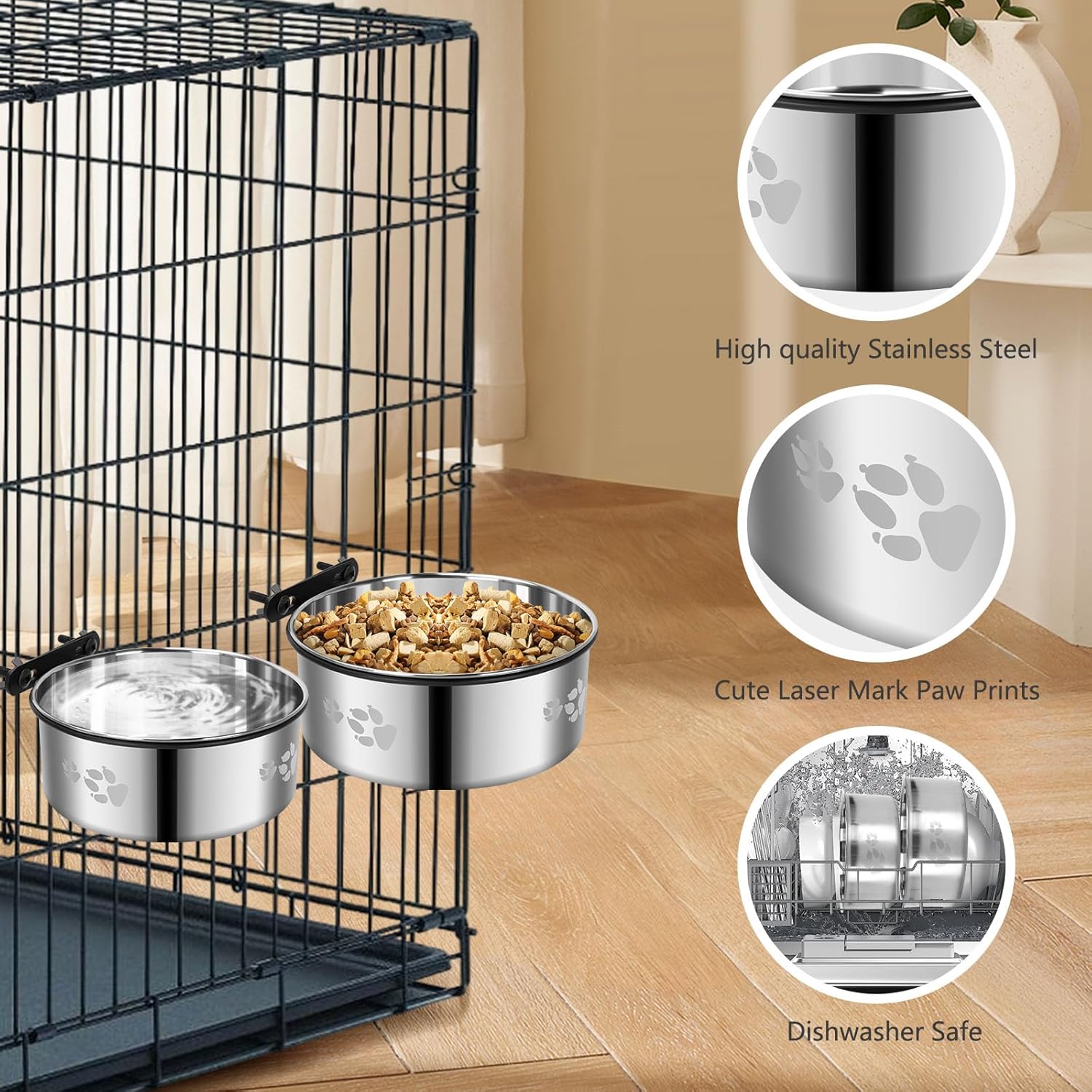SSAWCasa Hanging Dog Crate Bowls No Spill photo 4