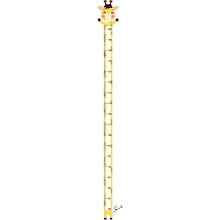 1Sets 2 Sheets/Set Cartoon Height Growth Chart Wall Sticker Yellow Cute Cartoon Giraffe Self-Adhesive Height Wall Decal for Play Room Nursery Bedroom Living Room Decor