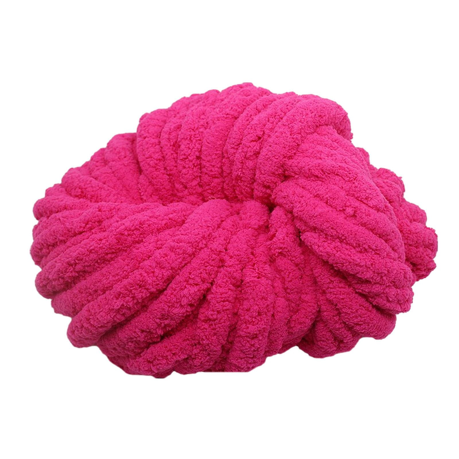 Abbraccia Chunky Chenille Yarn Acrylic Fibers Gauge 7 Jumbo Giant Washable Bulky Yarn Thick Yarn for Sofa Throw Crocheting Hat Blanket Rose Red