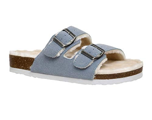Women's Cushionaire Lane Cozy Cork footbed Sandal with Faux fur lining and Comfort Sandals 