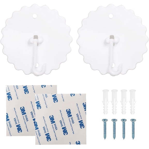 2 Set Mosquito Net Hooks, Adhesive Ceiling Hooks for Bed Canopy with Super Glue & Screws, Nail-Free Dome Hanger for Bunk Bed, Home Bedroom Accessories - Easy Installation