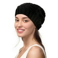 thumbnail image 2 of ManxiVoo Women's Chunky Knit Beret Hat Crochet Slouchy Beanie Winter Warm Cable Pattern Cap for Cold Weather Black, 2 of 4
