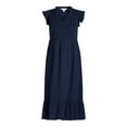 thumbnail image 5 of Time and Tru Women's and Women's Plus Double Cloth Midi Dress, Sizes XS-4X, 5 of 5