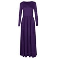 thumbnail image 5 of Rejlun Ladies Maxi Dresses Crew Neck Dress Solid Color Swing Sexy Holiday Purple 3XL, 5 of 6