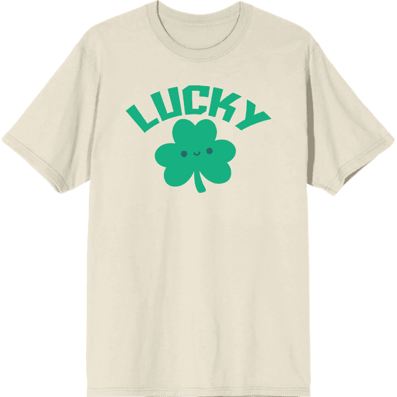 St. Patrick's Lucky Clover Natural Men's Crew Neck Short Sleeve Tee-XL