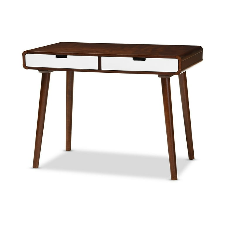 Baxton Studio Casarano Mid-century Modern Dark Walnut and White Two-tone Finish 2-drawer Wood Home Office Writing Desk Baxton Studio Casarano Mid-century Modern Dark Walnut and White Two-tone Finish 2-drawer Wood Home Office Writing Desk