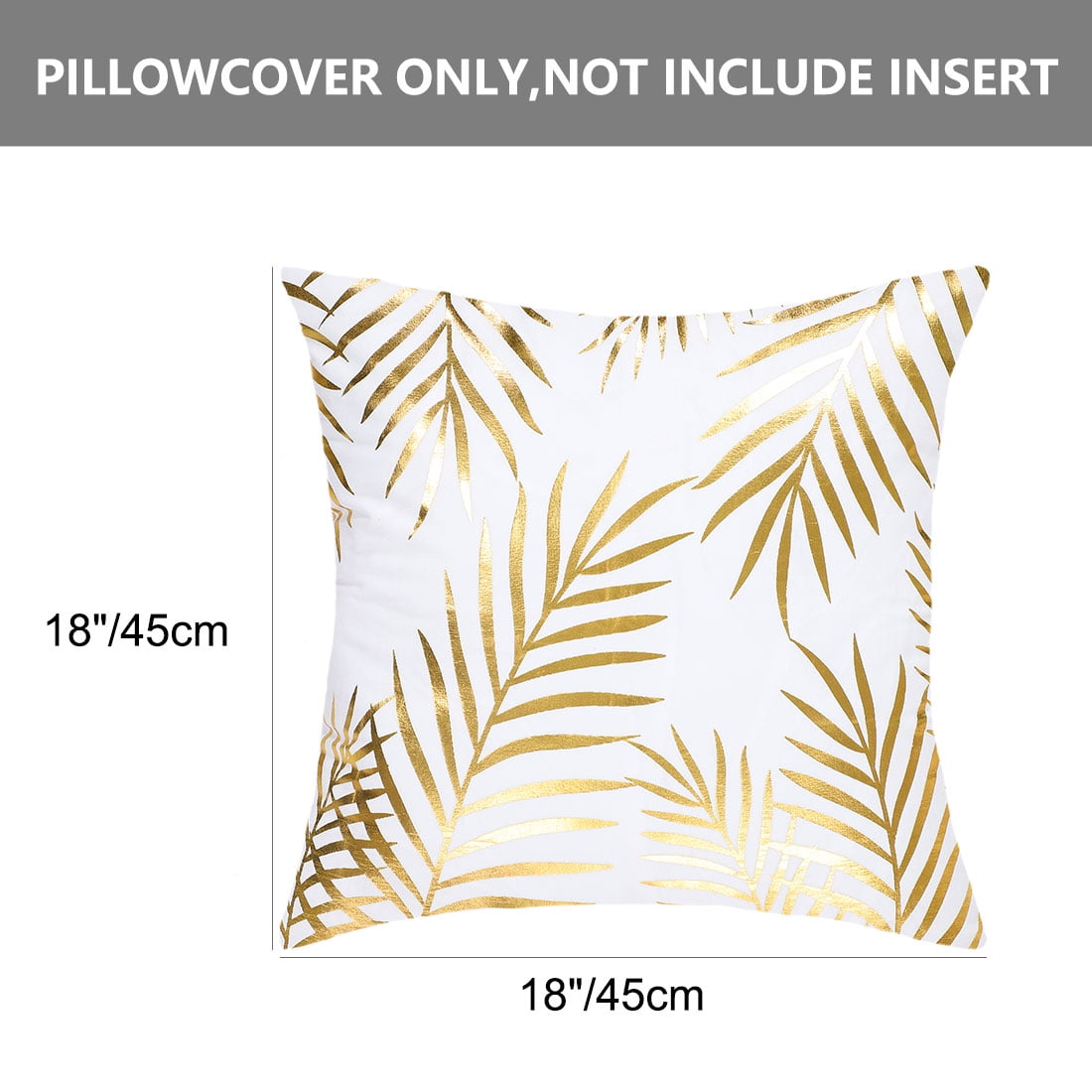 Unique Bargains Gold Stamping Soft Outdoor Square Throw Pillow Covers Pine Leaves 2pcs