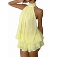 thumbnail image 3 of Women'S Halter Backless Bodycon Mini Dress Fashion Casual Summer Party Dress Yellow S, 3 of 10