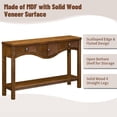 thumbnail image 5 of LKTART Modern Fluted Scalloped Edge 3-Drawer Open Shelf Waterproof Pine Console Table, Brown, 5 of 9