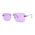 thumbnail image 2 of Womens Slick Minimal Luxury Rimless Rectangle Retro 90s Sunglasses Gold Purple, 2 of 4