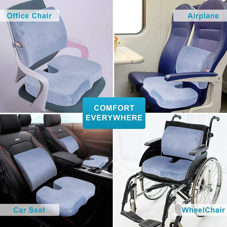 FORTEM Seat Cushion & Lumbar Support for Office Chair, Car, Wheelchair,  Memory Foam Pillow, Washable Covers 