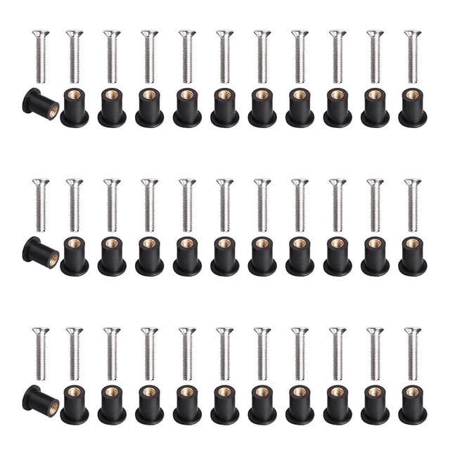 Kit de 30 Pares de Tuercas de Neopreno M5 con Pernos de Cruceta de Acero Inoxidable para Parabrisas de Kayak y Motocicleta.
