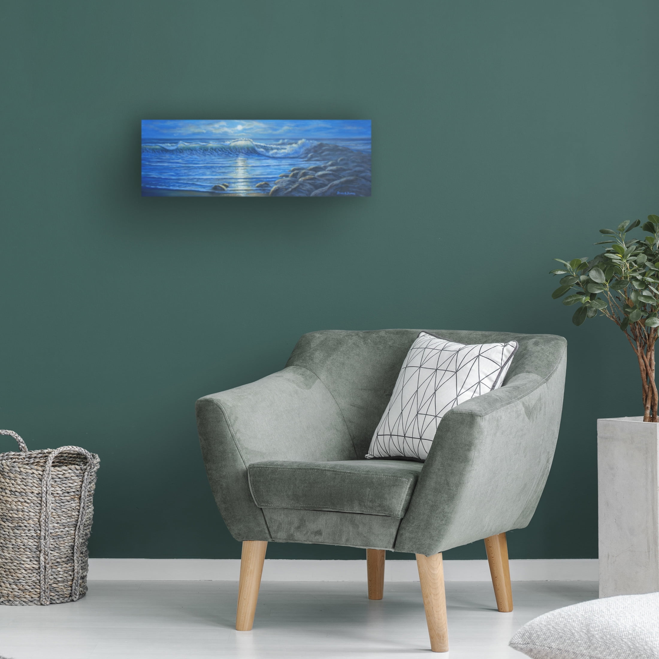 Canvas Wall Art - Bruce Dumas 'SilveryMoon' Wall Art for Living Room, Bedroom, or Office Décor by Trademark Fine Art - 47 x 16 Inches