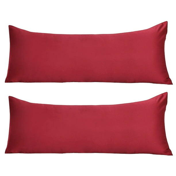 Unique Bargains 2 Pack Silky Satin Body Pillow Covers Wine Red 20 X 48 Walmart Com Walmart Com