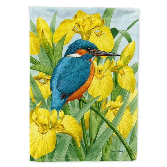 Carolines Treasures ASA2009GF Kingfisher in Yellow Irises Flag Garden Size  Small multicolor