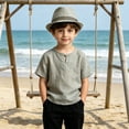 thumbnail image 2 of Avolia Unisex Kids Fedora Hat Breathable Polyester Jazz Cap Autumn Beach Travel with Adjustable Strap Khaki One Size, 2 of 5