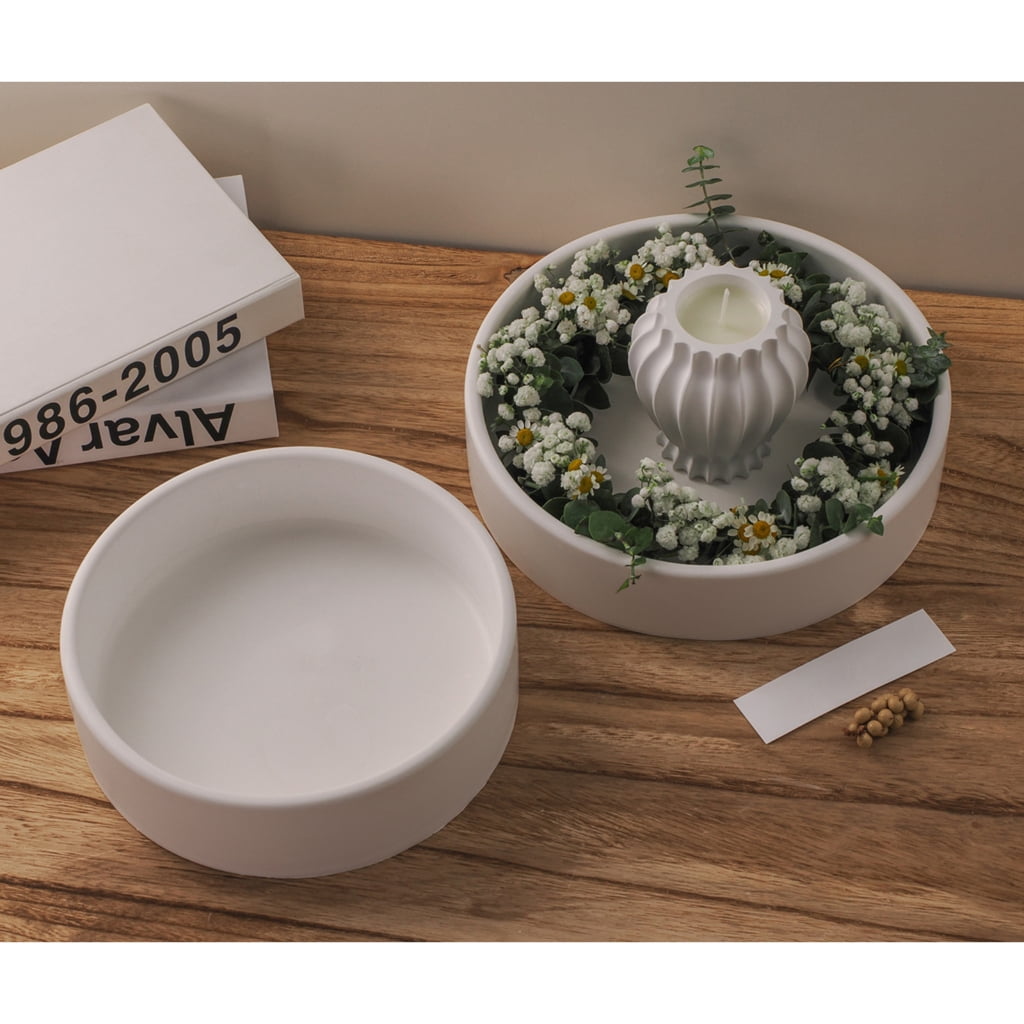 Geemin Silicone Molds Candle Tray Mould Round Storage Bowl Castings Molds Plaster Molds Flower Pots Molds Craft Supplies