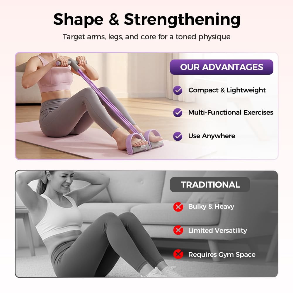 Pedal Resistance Bands with Handles for Full Body Workout, Elastic Exercise Band for Arms, Legs & Core Training, Portable Home Fitness Equipment