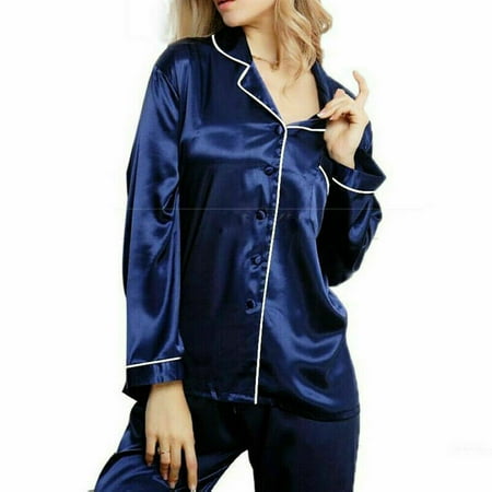 

Ruewey Women s Silk Satin Pajamas Pyjamas Set Long Sleeve Sleepwear Pijama Pajamas Suit