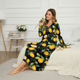 thumbnail image 3 of Xoenoiee Lemon Leaves Print Women's Long Sleeve Nightgown Full Length Sleepwear Button Down Long Sleepshirts Henley Sleep Dress Mumu Dress, S, 3 of 7