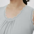thumbnail image 5 of Annhoo Plus Size Pajama Tops for Women Loose Crewneck Lacework Pleated Solid Color Sleeveless Shirts Sleepwear Clothes, 5 of 5