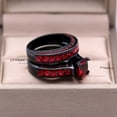 thumbnail image 5 of GY Black Gold Plated Red 1CT CZ Women Wedding Ring Sets 2pcs Engagement Ring for Woman, 5 of 6