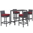thumbnail image 2 of Modway Convene 5 Piece Outdoor Patio Pub Set in Espresso Red, 2 of 4