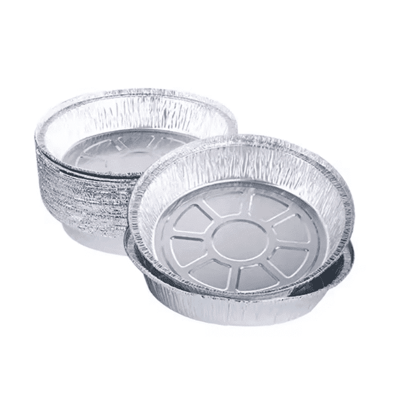 BOSPHORA 9 Inch Disposable Aluminum Round Foil Pans, 500 Pcs, Heavy Duty, Oven Safe, For Baking, Catering & Takeout