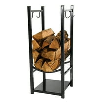 Sunnydaze 32" Indoor or Outdoor Steel Firewood Log Holder with Tool Hooks