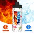 thumbnail image 6 of 18oz Sports Insulated Kettle Double Wall Vacuum Insulated Water Bottle With Leak Proof Flip Lid For Gym Outdoor Commuting Camping Cute Flamingo Tropical Leaves, 6 of 9